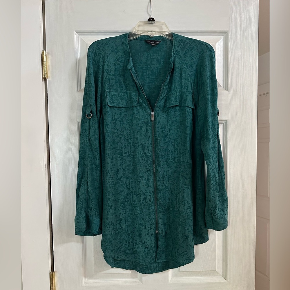 Teal Zip-Up Blouse